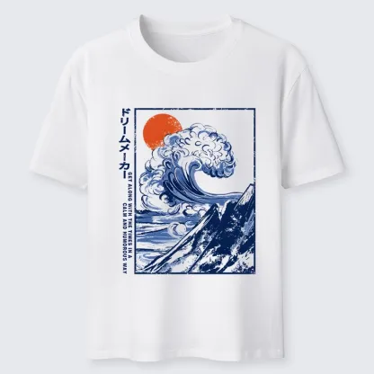 Tokyo-Tiger Big Blue Wave Mountain Sunrise Art Classic T-Shirt