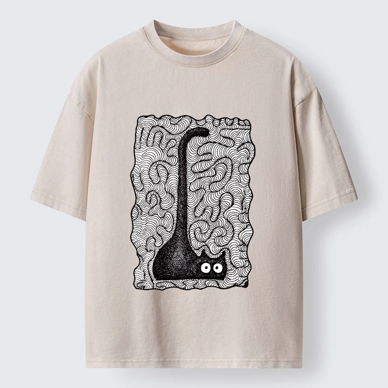 Tokyo-Tiger Trippy Zentangle Secret Cat Art Print Washed T-Shirt