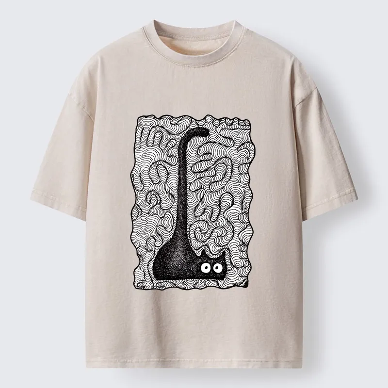 Tokyo-Tiger Trippy Zentangle Secret Cat Art Print Washed T-Shirt