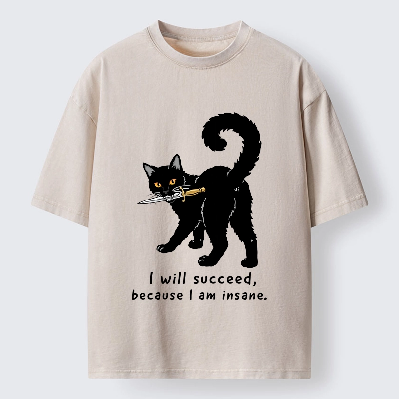 Tokyo-Tiger Brave Black Cat Wild Success Vibe Washed T-Shirt