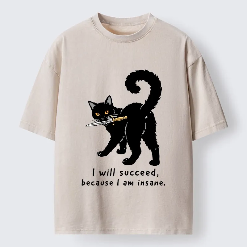 Tokyo-Tiger Brave Black Cat Wild Success Vibe Washed T-Shirt