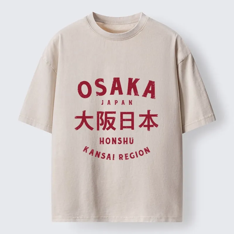 Tokyo-Tiger Vintage Osaka Japan City Graphic Washed T-Shirt Sale