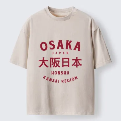 Tokyo-Tiger Vintage Osaka Japan City Graphic Washed T-Shirt