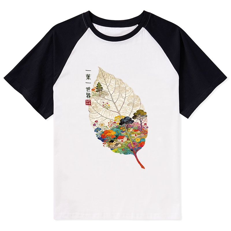 Tokyo-Tiger One Leaf Holds A Tiny Colorful World Raglan T-shirt