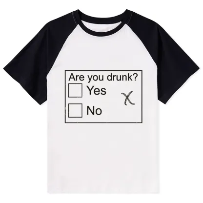 Tokyo-Tiger Confused Drunk Checkbox Graphic Raglan T-shirt