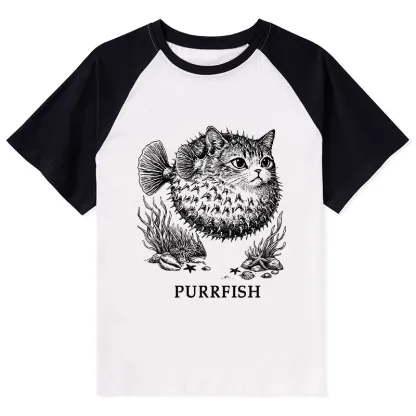 Tokyo-Tiger Spiky Puffer With Cute Cat Head Raglan T-shirt