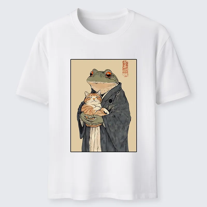 Tokyo-Tiger Frog Holds Sleepy Cat Classic T-Shirt