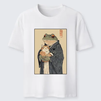 Tokyo-Tiger Frog Holds Sleepy Cat Classic T-Shirt