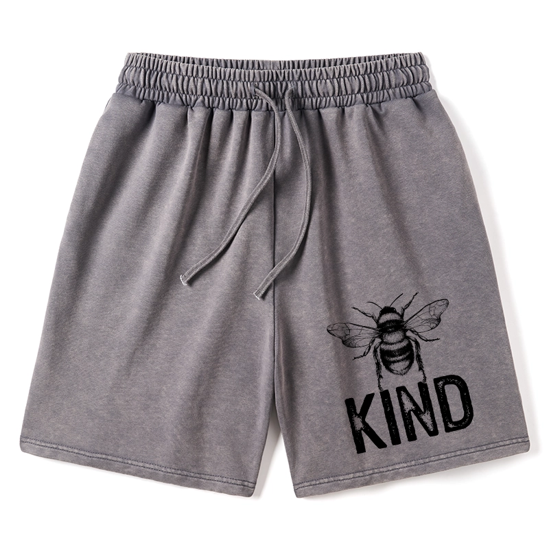Tokyo-Tiger Minimalist Bee Kind Illustration Washed Shorts