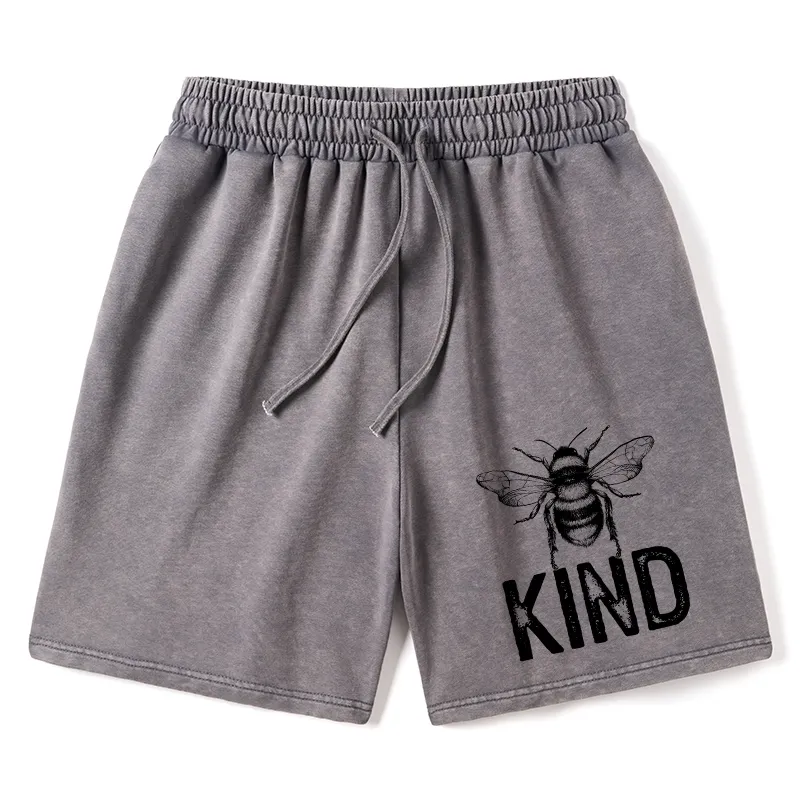 Tokyo-Tiger Minimalist Bee Kind Illustration Washed Shorts Sale
