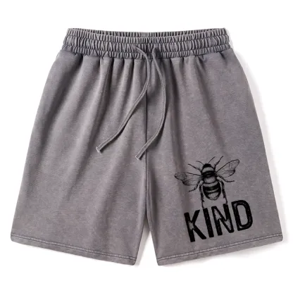Tokyo-Tiger Minimalist Bee Kind Illustration Washed Shorts