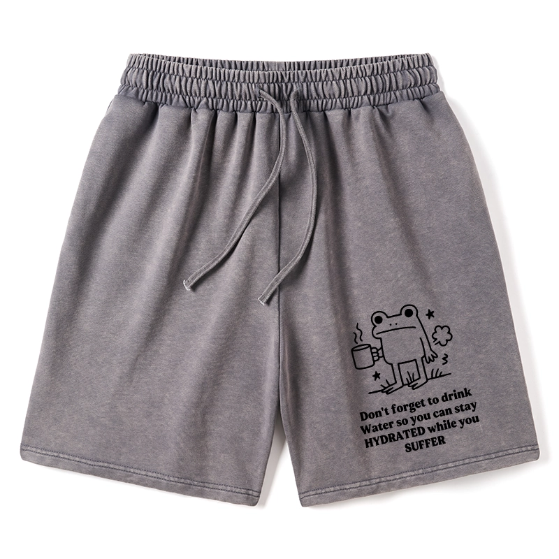 Tokyo-Tiger Frog Says Drink Water Washed Shorts
