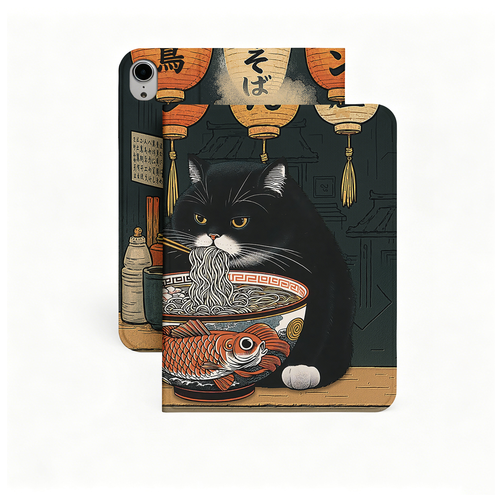 Tokyo-Tiger Fat Cat Eating Ramen Nobles Tablet Protective Case