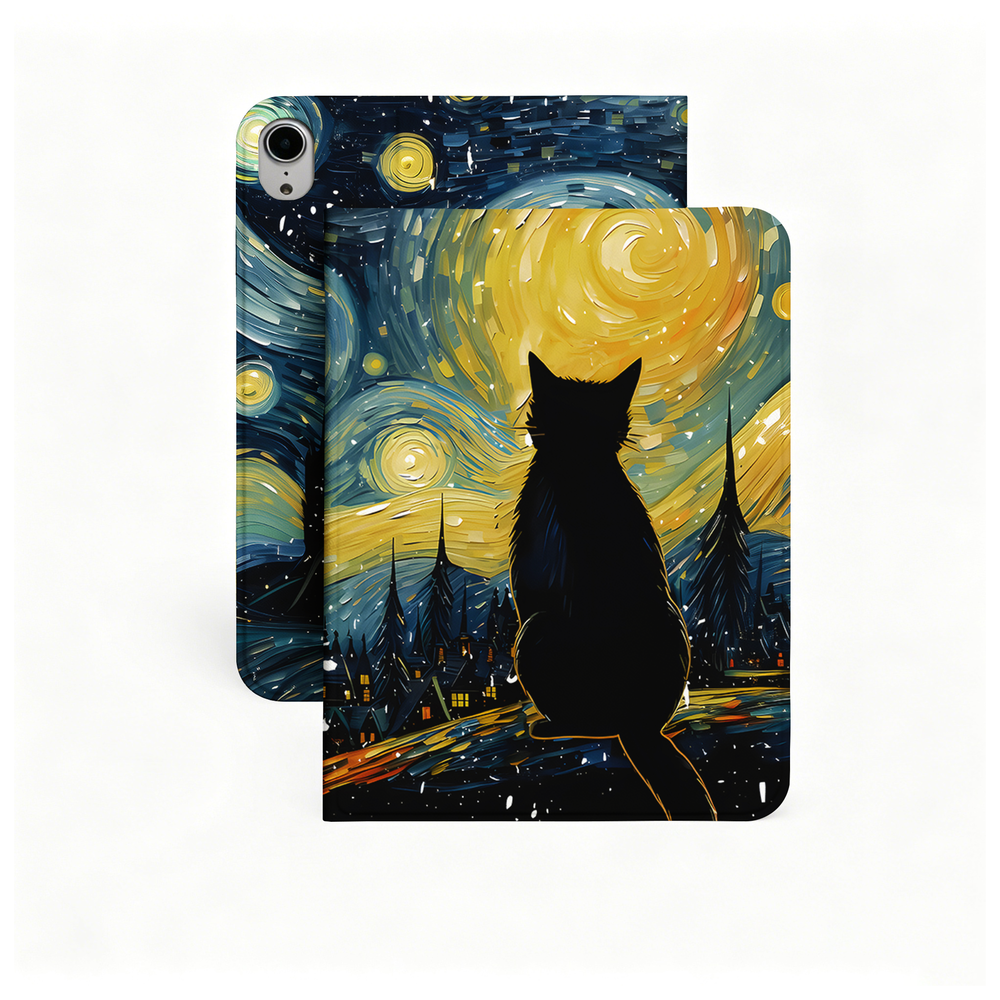Tokyo-Tiger Black Cat Under The Stars Nobles Tablet Protective Case