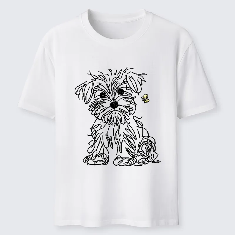 Tokyo-Tiger Simple Line Dog Tiny Butterfly Classic T-Shirt