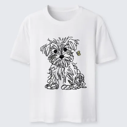 Tokyo-Tiger Simple Line Dog Tiny Butterfly Classic T-Shirt
