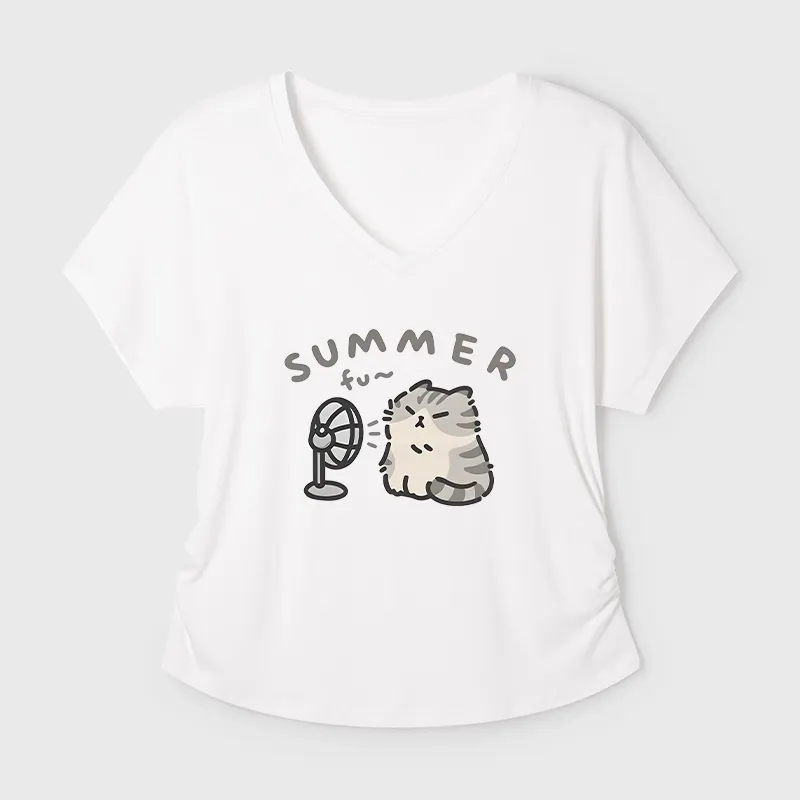 Tokyo-Tiger Summer Cat Chills With A Fan Modal Dolman Sleeve T-Shirt