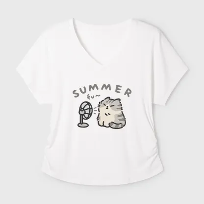 Tokyo-Tiger Summer Cat Chills With A Fan Modal Dolman Sleeve T-Shirt