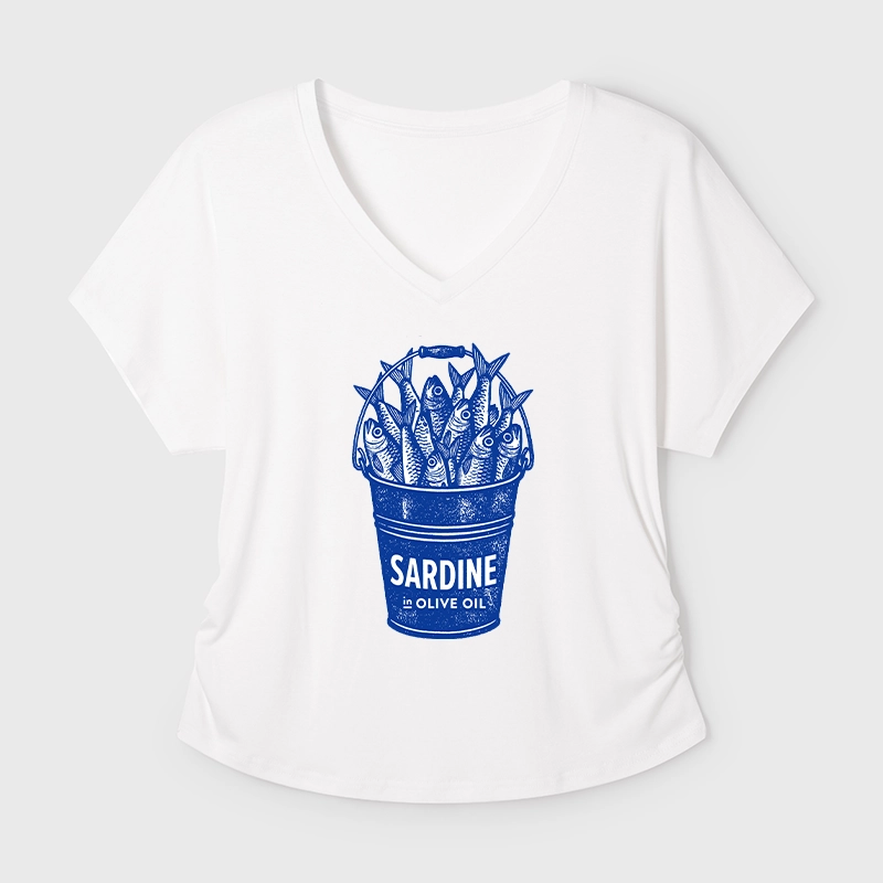 Tokyo-Tiger Vintage Bucket Full Of Fresh Sardines Modal Dolman Sleeve T-Shirt