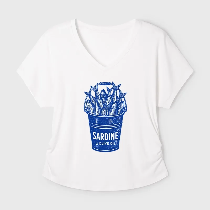 Tokyo-Tiger Vintage Bucket Full Of Fresh Sardines Modal Dolman Sleeve T-Shirt