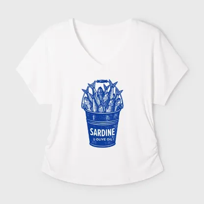 Tokyo-Tiger Vintage Bucket Full Of Fresh Sardines Modal Dolman Sleeve T-Shirt