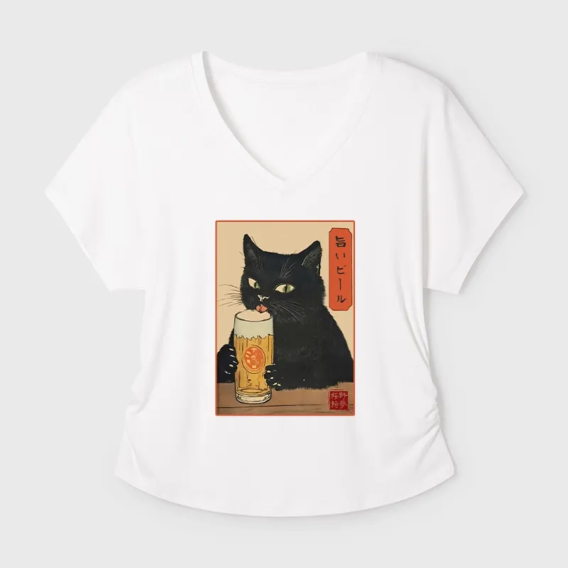 Tokyo-Tiger Cat Holding A Glass Of Beer Modal Dolman Sleeve T-Shirt