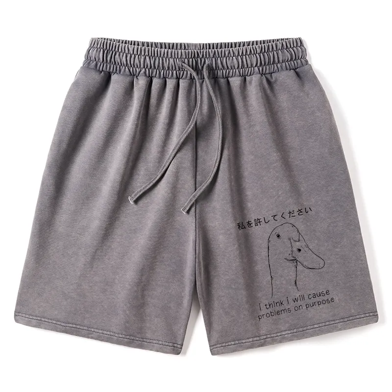 Tokyo-Tiger Stupid Goose Funny Washed Shorts