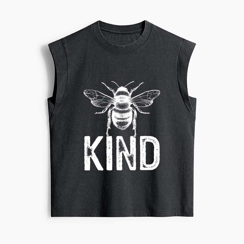 Tokyo-Tiger Minimalist Bee Kind Illustration Women's Washed Tank Tops