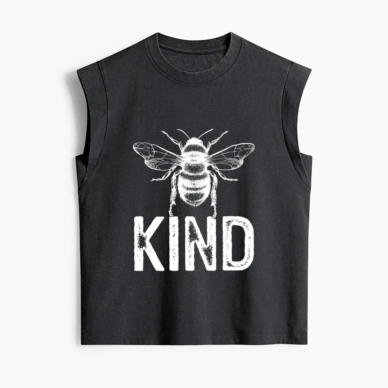 Tokyo-Tiger Minimalist Bee Kind Illustration Women's Washed Tank Tops