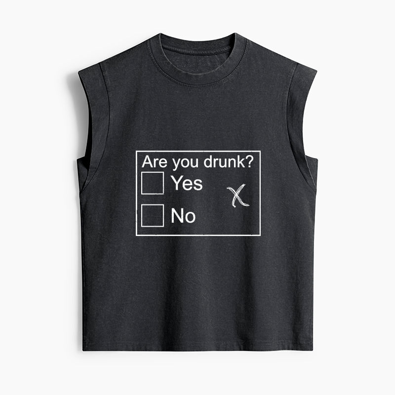 Tokyo-Tiger Confused Drunk Checkbox Graphic Women's Washed Tank Tops