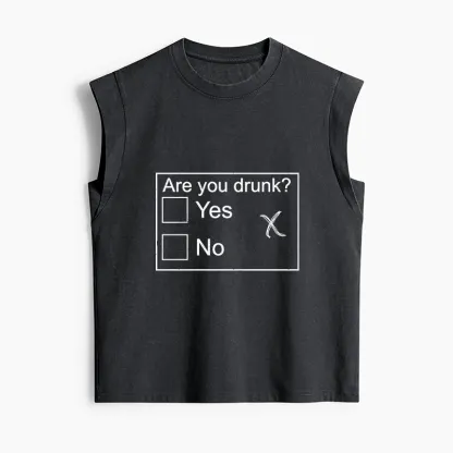 Tokyo-Tiger Confused Drunk Checkbox Graphic Women's Washed Tank Tops