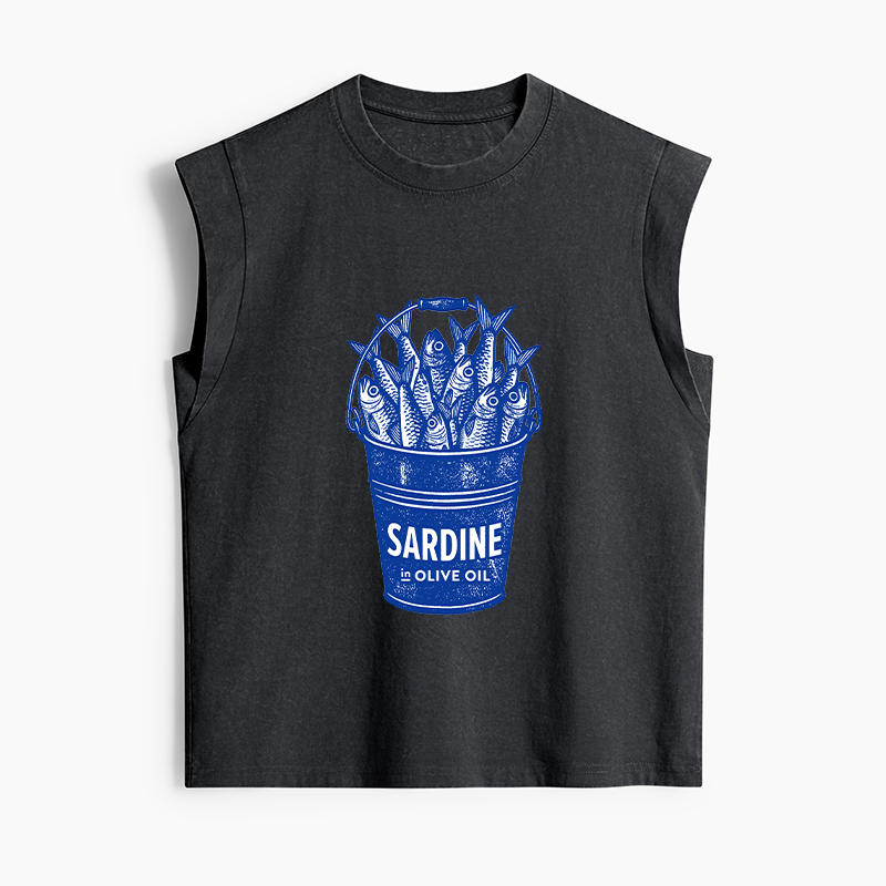 Tokyo-Tiger Vintage Bucket Full Of Fresh Sardines Women's Washed Tank Tops