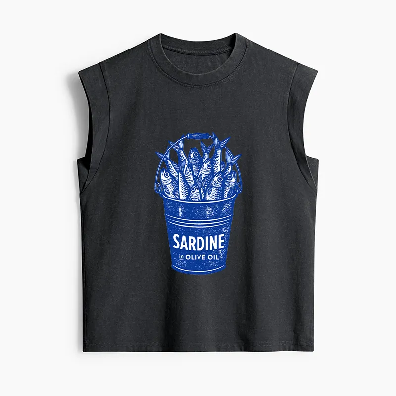 Tokyo-Tiger Vintage Bucket Full Of Fresh Sardines Women's Washed Tank Tops