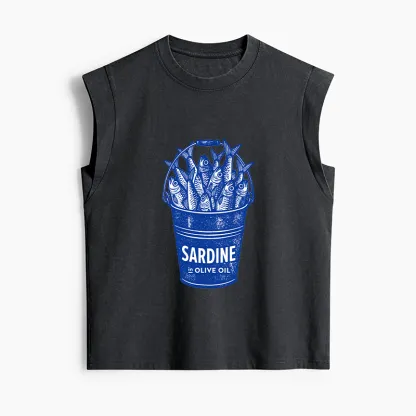 Tokyo-Tiger Vintage Bucket Full Of Fresh Sardines Women's Washed Tank Tops