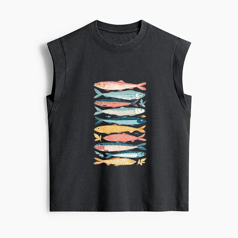 Tokyo-Tiger Beautiful Colorful Fish In The Sea Women's Washed Tank Tops Sale