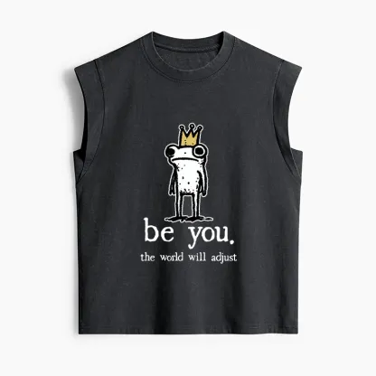 Tokyo-Tiger Crown Frog Stays True To Self Women's Washed Tank Tops