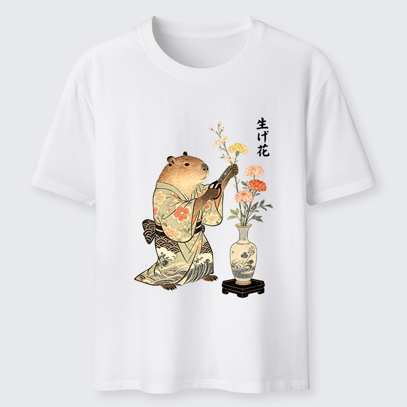 Tokyo-Tiger Chill Capybara Arranging Flower Art Classic T-Shirt