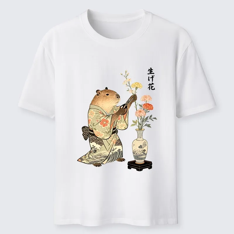 Tokyo-Tiger Chill Capybara Arranging Flower Art Classic T-Shirt