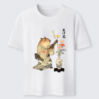 Tokyo-Tiger Chill Capybara Arranging Flower Art Classic T-Shirt