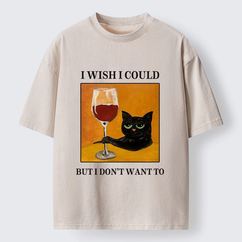 Tokyo-Tiger Sassy Black Cat Wine Funny Meme Washed T-Shirt