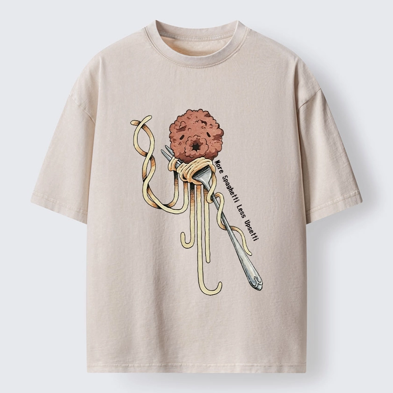 Tokyo-Tiger More Pasta Less Stress Food Lover Art Washed T-Shirt