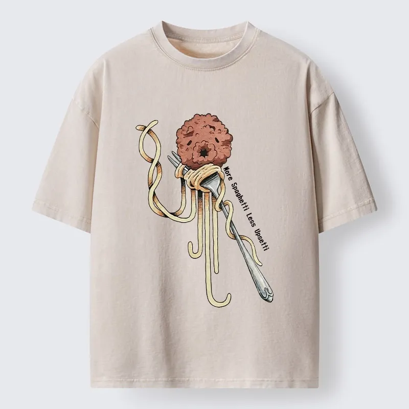 Tokyo-Tiger More Pasta Less Stress Food Lover Art Washed T-Shirt Sale