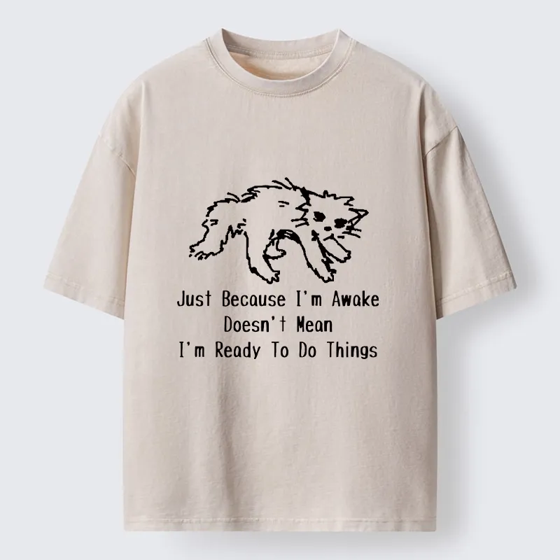 Tokyo-Tiger Chill Tired Cat Slow Lazy Life Art Washed T-Shirt Sale