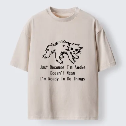 Tokyo-Tiger Chill Tired Cat Slow Lazy Life Art Washed T-Shirt