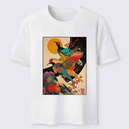 Tokyo-Tiger Sunrise Pheasants Blossom Oriental Art Design Classic T-Shirt