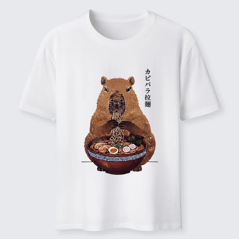 Tokyo-Tiger Japanese Retro Capybara Eating Ramen Classic T-Shirt Sale