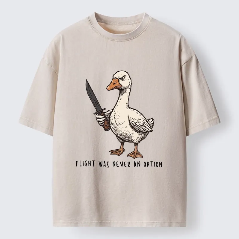 Tokyo-Tiger Tough Goose Holding Knife Funny Meme Washed T-Shirt
