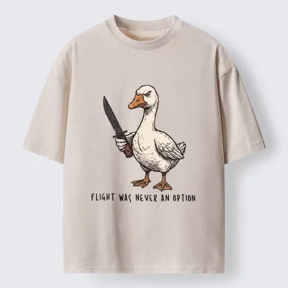 Tokyo-Tiger Tough Goose Holding Knife Funny Meme Washed T-Shirt