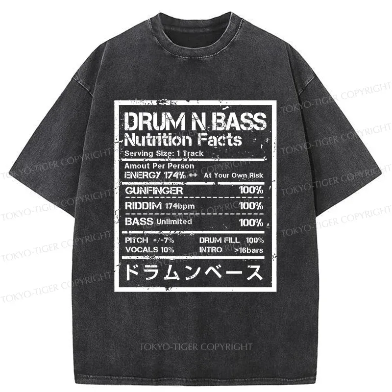 Tokyo-Tiger Drum&Bass Nutrition Facts Washed T-Shirt