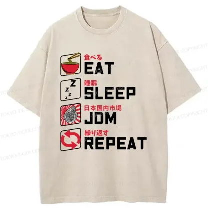 Tokyo-Tiger Happy Daily List Washed T-Shirt